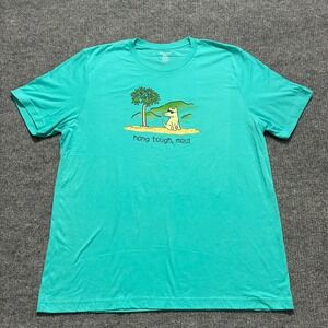 Teddy The Dog Mens T-Shirt Size 2XL Blue Hang Tough Maui Casual Short Sleeve